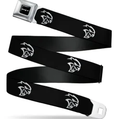 SRT Logo Full Color Black White Seatbelt Belt - Dodge Hellcat Logo Black/White Webbing