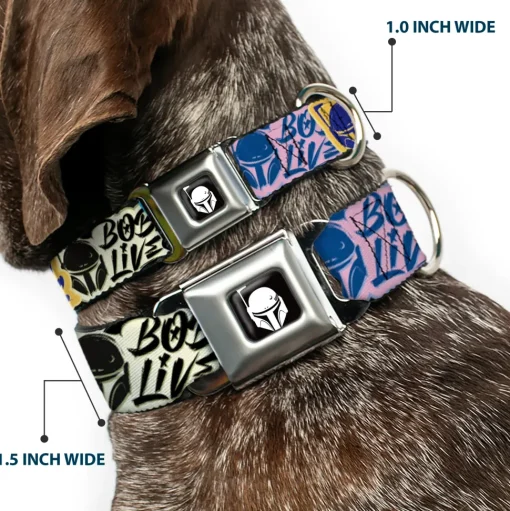 Star Wars Boba Fett Helmet Logo Full Color Black/White Seatbelt Buckle Collar - Boba Fett BOBA LIVES Graffiti Stacked Multi Color