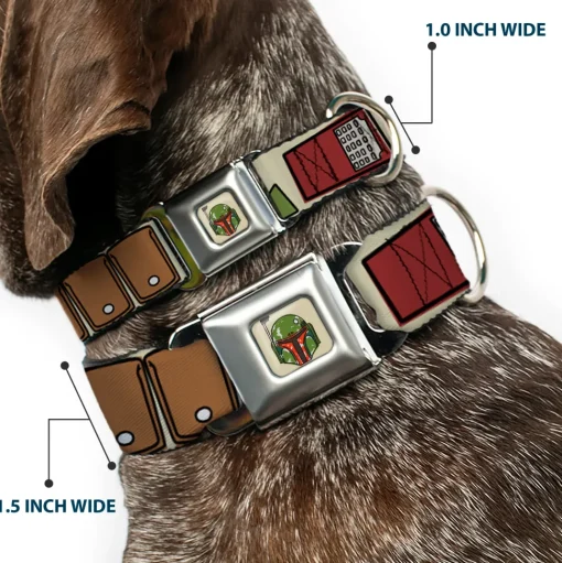 Star Wars Boba Fett Helmet Full Color Tan Seatbelt Buckle Collar - Star Wars Boba Fett Utility Belt Bounding Tan