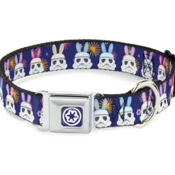 Star Wars Galactic Empire Icon Full Color Purple/White Seatbelt Buckle Collar - Star Wars Holiday Stormtrooper Easter Bunny Ears Purple