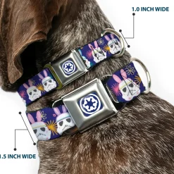 Star Wars Galactic Empire Icon Full Color Purple/White Seatbelt Buckle Collar - Star Wars Holiday Stormtrooper Easter Bunny Ears Purple