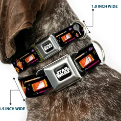 STAR WARS Logo Black/White Seatbelt Buckle Collar - Star Wars Festive Candy Icons Collage Black/Multi Color