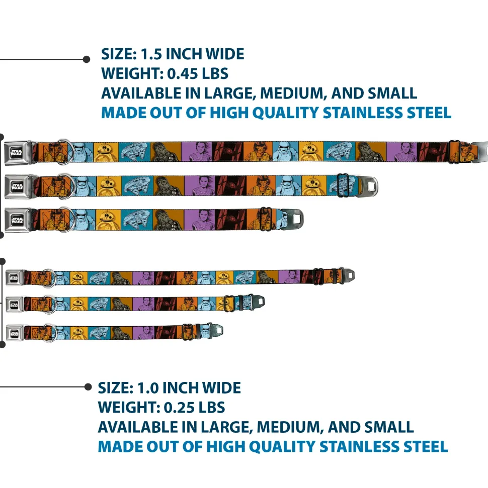 STAR WARS Logo Full Color Black/White Seatbelt Buckle Collar - Star Wars the Force Awakens Character and Icon Blocks Multi Color