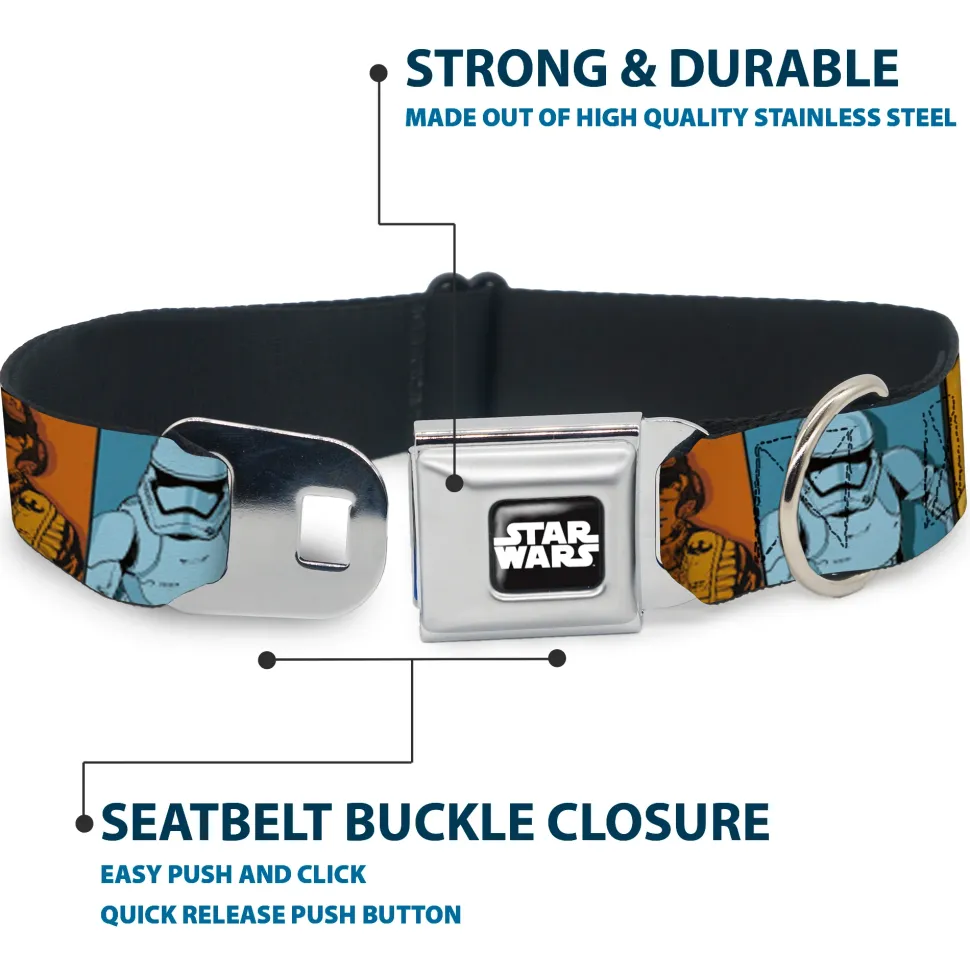 STAR WARS Logo Full Color Black/White Seatbelt Buckle Collar - Star Wars the Force Awakens Character and Icon Blocks Multi Color