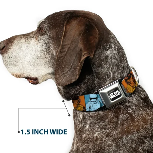 STAR WARS Logo Full Color Black/White Seatbelt Buckle Collar - Star Wars the Force Awakens Character and Icon Blocks Multi Color