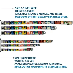 STAR WARS Logo Full Color Black/White Seatbelt Buckle Collar - Star Wars Classic 16-Character Pose Blocks Multi Color