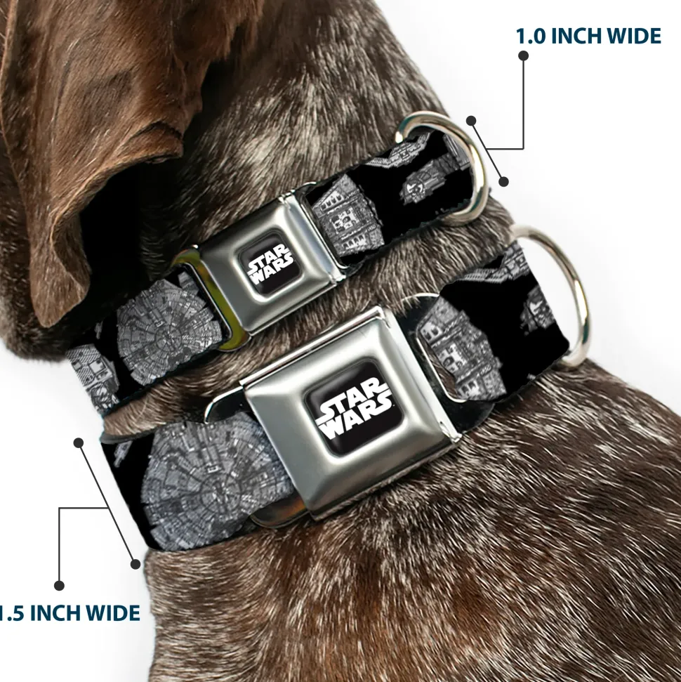 STAR WARS Logo Full Color Black/White Seatbelt Buckle Collar - Star Wars Ships and Vehicles Black/Grays