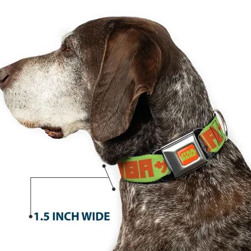 STAR WARS Logo Full Color Orange/Green Seatbelt Buckle Collar - Star Wars JABBA THE HUTT Text and Characters Green/Orange