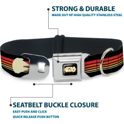 STAR WARS Stripe Logo Full Color Black/Multi Color Seatbelt Buckle Collar - Star Wars Millennium Falcon Stripe Black/Multi Color