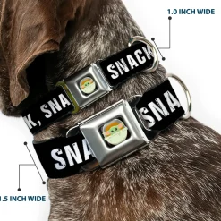 Star Wars The Child Chibi Pod Pose Full Color Black Seatbelt Buckle Collar - Star Wars The Child Chibi Face PROTECT ATTACK SNACK Black/White