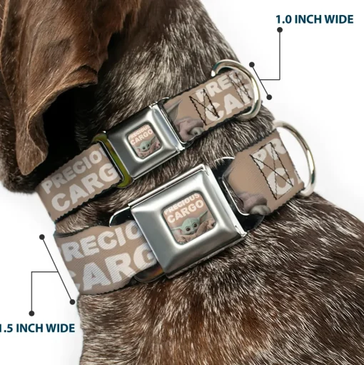 Star Wars The Child Sitting Pose PRECIOUS CARGO CLOSE-UP Full Color Tan/White Seatbelt Buckle Collar - Star Wars The Child Sitting Pose PRECIOUS CARGO Tan/White
