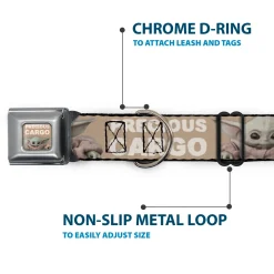 Star Wars The Child Sitting Pose PRECIOUS CARGO CLOSE-UP Full Color Tan/White Seatbelt Buckle Collar - Star Wars The Child Sitting Pose PRECIOUS CARGO Tan/White