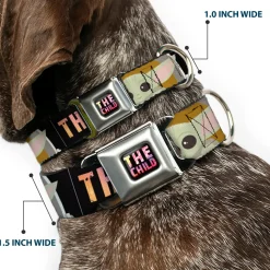 Star Wars THE CHILD Text Full Color Full Color Black/Multi Color Seatbelt Buckle Collar - Star Wars The Child Chibi Pod Pose THIS IS THE WAY Black/Multi Color
