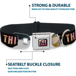 Star Wars THE CHILD Text Full Color Full Color Black/Multi Color Seatbelt Buckle Collar - Star Wars The Child Chibi Pod Pose THIS IS THE WAY Black/Multi Color