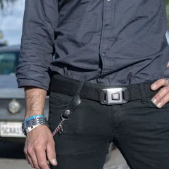 Starburst Seat Belt Buckle Black Belt For Men