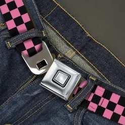 Starburst Seatbelt Belt - Checker Black/Pink Webbing