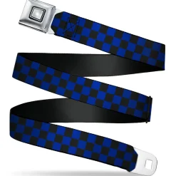 Starburst Seatbelt Belt - Checker Black/Blue Webbing
