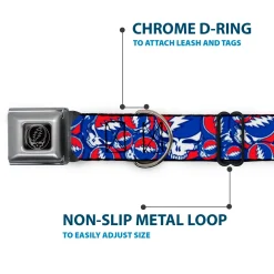 Steal Your Face Seatbelt Buckle Collar - Steal Your Face Stacked Red/White/Blue