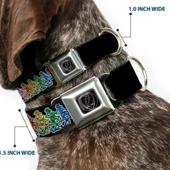 Steal Your Face Seatbelt Buckle Collar - Dancing Skeletons Black/Multi Color