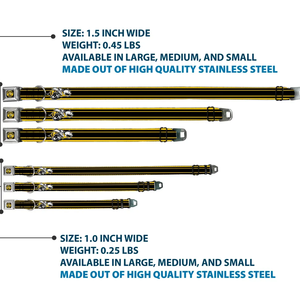 SUPER BEE Logo Full Color Black/Yellow/White Seatbelt Buckle Collar - SUPER BEE Logo/Stripes Black/Yellow/White