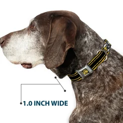 SUPER BEE Logo Full Color Black/Yellow/White Seatbelt Buckle Collar - SUPER BEE Logo/Stripes Black/Yellow/White