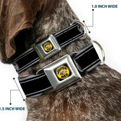 SUPER BEE Logo Full Color Black/Yellow/White Seatbelt Buckle Collar - SUPER BEE Logo/Stripes Black/Gray/Yellow/White
