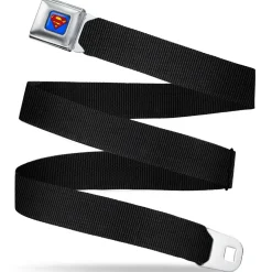 Superman Full Color Blue Seatbelt Belt - Black Webbing