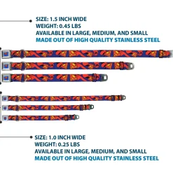 Superman Full Color Blue Seatbelt Buckle Collar - Superman Shield w/Cape