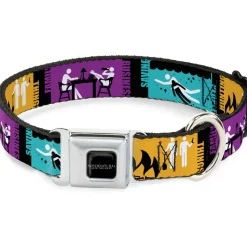 SUPERNATURAL-JOIN THE HUNT Full Color Black/White Seatbelt Buckle Collar - Supernatural SAVING PEOPLE-HUNTING THINGS-FAMILY BUSINESS Blocks Black/Teal/Gold/Purple/White