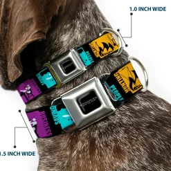 SUPERNATURAL-JOIN THE HUNT Full Color Black/White Seatbelt Buckle Collar - Supernatural SAVING PEOPLE-HUNTING THINGS-FAMILY BUSINESS Blocks Black/Teal/Gold/Purple/White