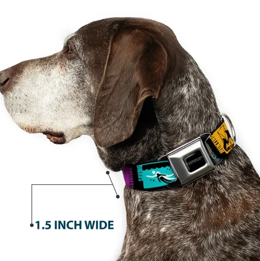 SUPERNATURAL-JOIN THE HUNT Full Color Black/White Seatbelt Buckle Collar - Supernatural SAVING PEOPLE-HUNTING THINGS-FAMILY BUSINESS Blocks Black/Teal/Gold/Purple/White