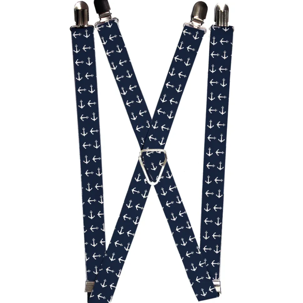 Suspenders - 1.0" - Anchors Navy/White