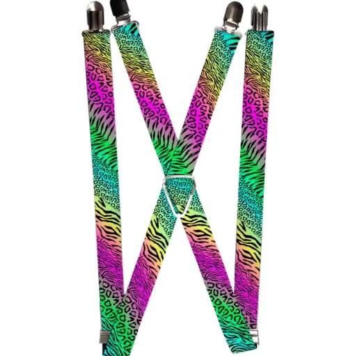 Suspenders - 1.0" - Animal Skins Rainbow/Black