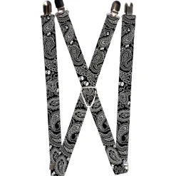 Suspenders - 1.0" - Bandana/Skulls Black/White