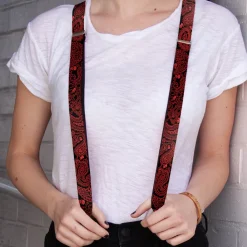 Suspenders - 1.0" - Bandana/Skulls Black/Red
