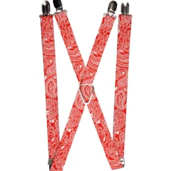 Suspenders - 1.0" - Bandana/Skulls Red/White