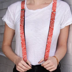 Suspenders - 1.0" - Bandana/Skulls Red/White