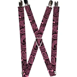 Suspenders - 1.0" - Bandana/Skulls Black/Pink
