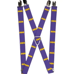 Suspenders - 1.0" - Bat Logo Purple Gold