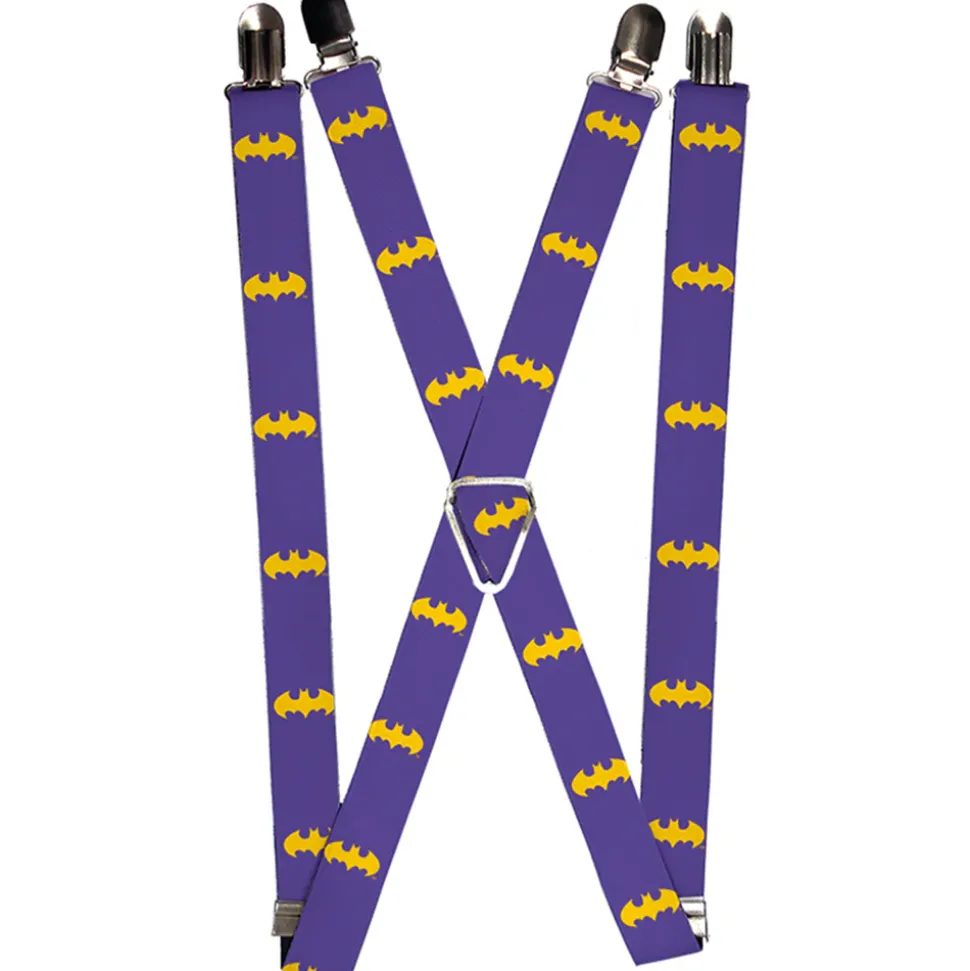 Suspenders - 1.0" - Bat Logo Purple Gold