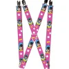 Suspenders - 1.0" - BATGIRL Face Pose w Logo & Stars Pink White Yellow