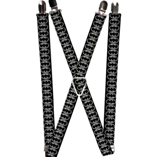 Suspenders - 1.0" - Batman Shield Black Silver
