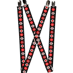 Suspenders - 1.0" - BD Argyle Black/Red/Gray