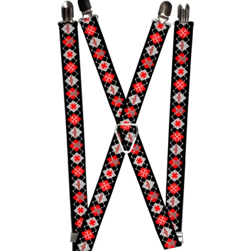 Suspenders - 1.0" - BD Argyle Black/Red/Gray