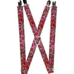 Suspenders - 1.0" - Born to Blossom CLOSE-UP Pink