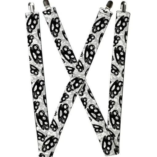 Suspenders - 1.5" - Brass Knuckles White/Gray/Black