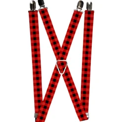 Suspenders - 1.0" - Buffalo Plaid Black/Red