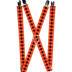 Suspenders - 1.0" - Buffalo Plaid Black/Orange