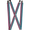 Suspenders - 1.0" - Buffalo Plaid Turquoise/Fuchsia Fade