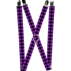 Suspenders - 1.0" - Buffalo Plaid Black/Purple